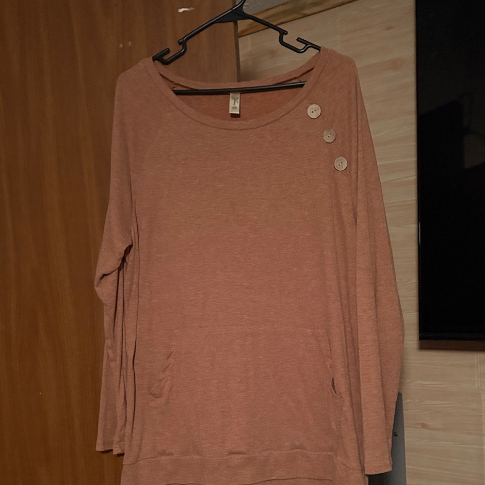 Women's Button-Detail Sweatshirt - Brown